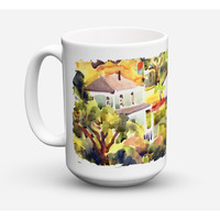 "Caroline's Treasures 6046CM15 Houses Dishwasher Safe Microwavable Ceramic Coffee Mug, 15 oz, Multicolor"