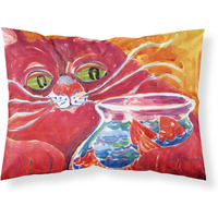 "Caroline's Treasures 6048PILLOWCASE Big Red Cat At The Fishbowl Moisture Wicking Fabric Standard Pillowcase, Large, Multicolor"