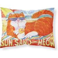 "Caroline's Treasures 6050PILLOWCASE Orange Tabby At The Beach Moisture Wicking Fabric Standard Pillowcase, Large, Multicolor"