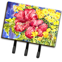 "Caroline's Treasures Flower-Hibiscus Leash Holder or Key hooks, Large, Multicolor"