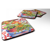 "Caroline's Treasures 6058FC Flowers with a Side of Lemons Foam Coasters (Set of 4), 3.5"" H x 3.5"" W, Multicolor"
