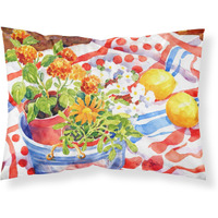 "Caroline's Treasures 6058PILLOWCASE Flowers with A Side Of Lemons Moisture Wicking Fabric Standard Pillowcase, Large, Multicolor"