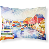 "Caroline's Treasures 6059PILLOWCASE Boats At Harbor with A View Moisture Wicking Fabric Standard Pillowcase, Large, Multicolor"