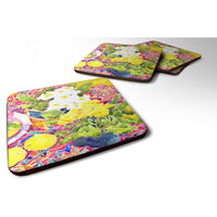 "Caroline's Treasures 6062FC Flower-Primroses Foam Coasters (Set of 4), 3.5"" H x 3.5"" W, Multicolor"