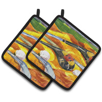 "Caroline's Treasures Golf Clubs Golfer Pair of Pot Holders 6063PTHD, 7.5HX7.5W, Multicolor"