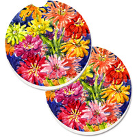 "Caroline's Treasures Flower - Gerber Daisies Set of 2 Cup Holder Car Coasters 6069CARC, 2.56, Multicolor"