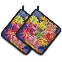 "Caroline's Treasures Flower - Gerber Daisies Pair of Pot Holders 6069PTHD, 7.5HX7.5W, Multicolor"