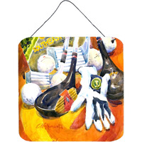 "Caroline's Treasures Southeastern Golf Clubs with Glove and Balls Wall or Door Hanging Prints, 6 x 6"", Multicolor"