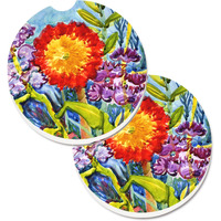 "Caroline's Treasures Flower - Sunflower Set of 2 Cup Holder Car Coasters 6075CARC, 2.56, Multicolor"