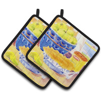 "Caroline's Treasures green Apples For An Apple Pie Pair of Pot Holders 6108PTHD, 7.5HX7.5W, Multicolor"