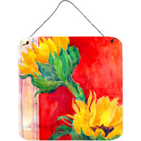 "Caroline's Treasures 6111DS66 Flower-Sunflower Aluminum Metal Wall or Door Hanging Prints, 6 x 6"", Multicolor"