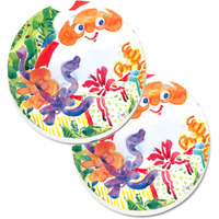 "Caroline's Treasures Santa Claus Christmas Surprise Set of 2 Cup Holder Car Coasters 6115CARC, 2.56, Multicolor"
