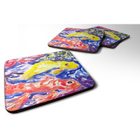 "Caroline's Treasures 6116FC Fish-Koi in the Pond Foam Coasters (Set of 4), 3.5"" H x 3.5"" W, Multicolor"