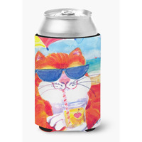 Cool Cat with Sunglasses at the beach Can or Bottle Beverage Insulator Hugger
