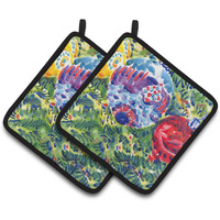 "Caroline's Treasures Christmas Tree Ornaments Pair of Pot Holders 6119PTHD, 7.5HX7.5W, Multicolor"