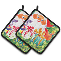 "Caroline's Treasures Christmas Santa Claus You Better Watch Out Pair of Pot Holders 6121PTHD, 7.5HX7.5W, Multicolor"