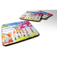 "Caroline's Treasures 6124FC Whitegate Inn fence Houses Foam Coasters (Set of 4), 3.5"" H x 3.5"" W, Multicolor"
