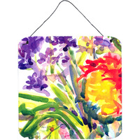 "Caroline's Treasures 6127DS66 Flower Aluminum Metal Wall or Door Hanging Prints, 6 x 6"", Multicolor"