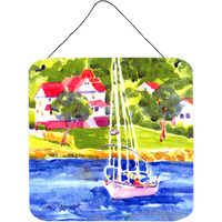 "Caroline's Treasures Sailboat on the Lake Aluminum Metal Wall or Door Hanging Prints, 6 x 6"", Multicolor"