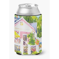 White Cottage at the beach Can or Bottle Beverage Insulator Hugger