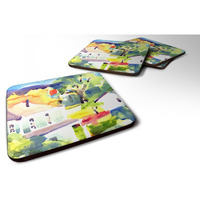 "Caroline's Treasures 6131FC Houses Foam Coasters (Set of 4), 3.5"" H x 3.5"" W, Multicolor"