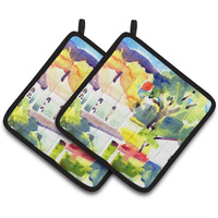 "Caroline's Treasures Houses Pair of Pot Holders 6131PTHD, 7.5HX7.5W, Multicolor"