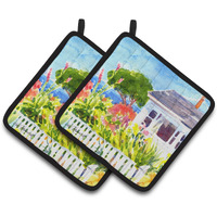 "Caroline's Treasures Houses Pair of Pot Holders 6133PTHD, 7.5HX7.5W, Multicolor"