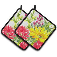 "Caroline's Treasures Flower Pair of Pot Holders 6136PTHD, 7.5HX7.5W, Multicolor"