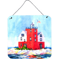 "Caroline's Treasures Lighthouse on the Rocks Harbor Aluminum Metal Wall or Door Hanging Prints, 6 x 6"", Multicolor"