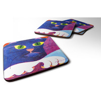 "Caroline's Treasures 6138FC Big Blue Cat Foam Coasters (Set of 4), 3.5"" H x 3.5"" W, Multicolor"