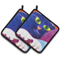 "Caroline's Treasures Big Blue Cat Pair of Pot Holders 6138PTHD, 7.5HX7.5W, Multicolor"
