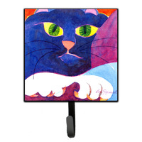 "Caroline's Treasures Big Blue Cat Leash Holder or Key hooks, Small, Multicolor"