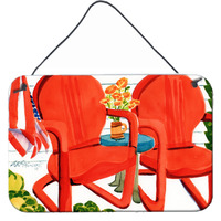 "Caroline's Treasures Red Chairs Patio View Wall or Door Hanging Prints 6140DS812, 8""H x 12""W, Multicolor"