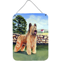 "Caroline's Treasures Briard By the Stone Fence Aluminium Metal Wall or Door Hanging Prints, 16"" x 12"", Multicolor"