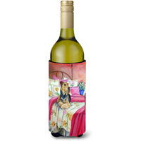 Airedale Waiting on Mom Wine Bottle Beverage Insulator Beverage Insulator Hugger