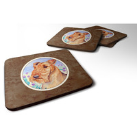 "Caroline's Treasures 7007FC Airedale Terrier In Flowers Foam Coasters (Set of 4), 3.5"", Multicolor"