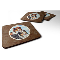 "Caroline's Treasures 7009FC Australian Shepherd What A Pair Foam Coasters (Set of 4), 3.5"", Multicolor"