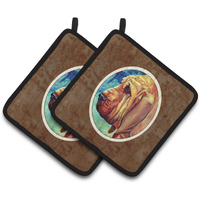 "Caroline's Treasures Bloodhound Pair of Pot Holders 7013PTHD, 7.5HX7.5W, Multicolor"