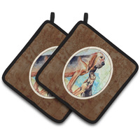 "Caroline's Treasures Bloodhound Momma's Love Pair of Pot Holders 7014PTHD, 7.5HX7.5W, Multicolor"