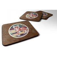 "Caroline's Treasures 7021FC Chinese Crested On The Patio Foam Coasters (Set of 4), 3.5"", Multicolor"