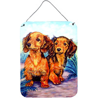 "Caroline's Treasures Long Hair Red Dachshund Aluminium Metal Wall or Door Hanging Prints, 16"" x 12"", Multicolor"