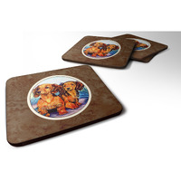 "Caroline's Treasures 7022FC Long Hair Red Dachshund Two Peas Foam Coasters (Set of 4), 3.5"", Multicolor"