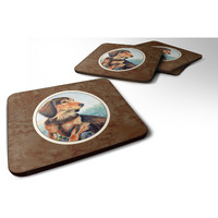 "Caroline's Treasures 7023FC Long Hair Chocolate And Cream Dachshund Foam Coasters (Set of 4), 3.5"", Multicolor"