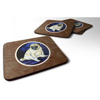 "Caroline's Treasures 7026FC Fawn Pug Penny For Your Thoughts Foam Coasters (Set of 4), 3.5"", Multicolor"