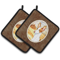 "Caroline's Treasures Ibizan Hound Pair of Pot Holders 7031PTHD, 7.5HX7.5W, Multicolor"