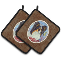 "Caroline's Treasures Papillon Yellow Butterfly Pair of Pot Holders 7036PTHD, 7.5HX7.5W, Multicolor"