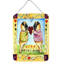 "Caroline's Treasures Pug Love Pug Aluminium Metal Wall or Door Hanging Prints, 16"" x 12"", Multicolor"