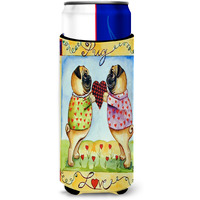 Pug LOVE Pug Love Valentine's Day Ultra Beverage Insulators for slim cans 7046MUK