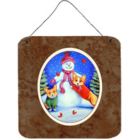 "Caroline's Treasures Snowman with Corgi Wall or Door Hanging Prints 7048DS66, 6"" x 6"", Multicolor"