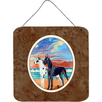 "Caroline's Treasures sunset Dane Harlequin and Black Wall or Door Hanging Prints 7051DS66, 6"" x 6"", Multicolor"